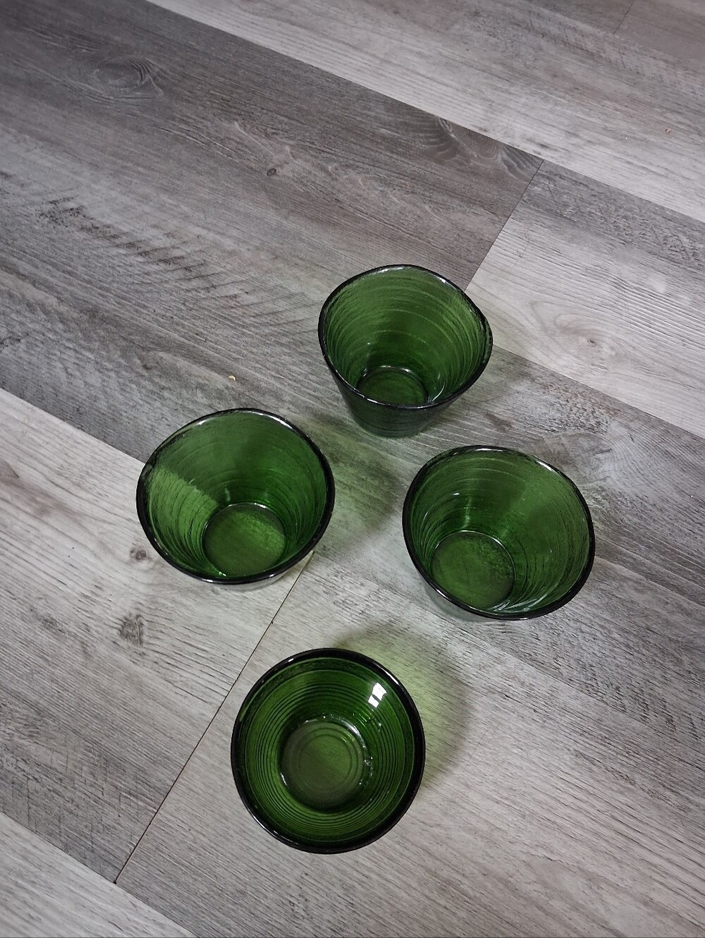 Vintage Green Glass Tumbler Set - 4-Piece